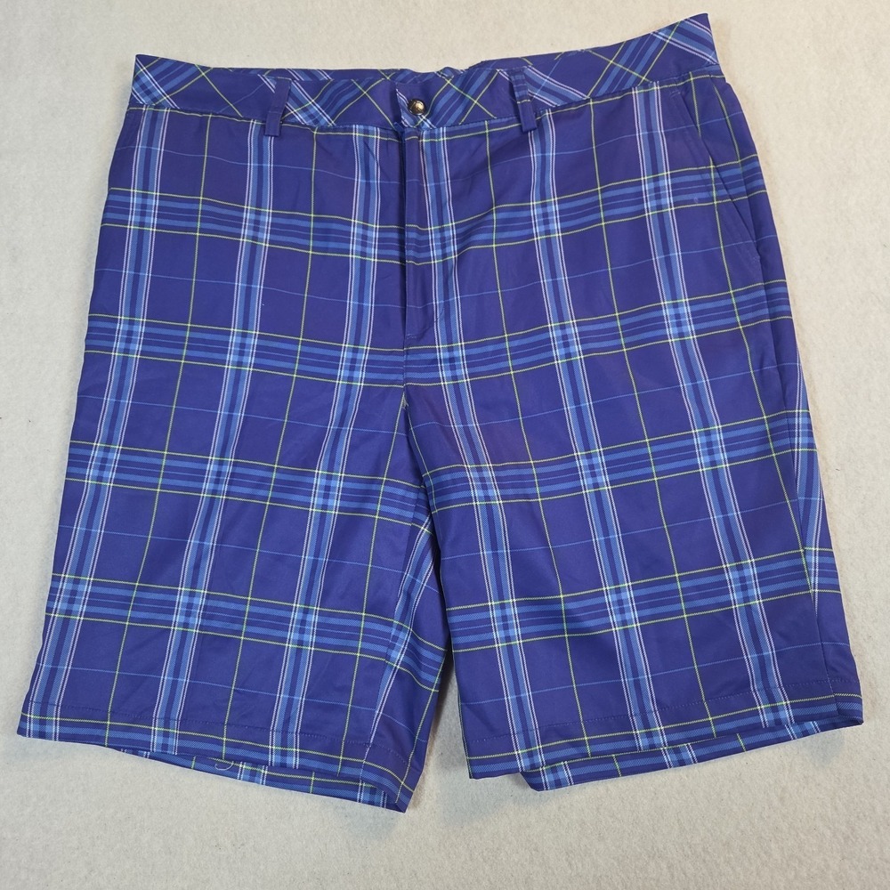 Zero Restriction Shorts Mens Size 38 Purple Plaid Tour Series Golf  Colorful